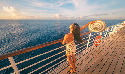 Woman at the railing of a Cruise Ship