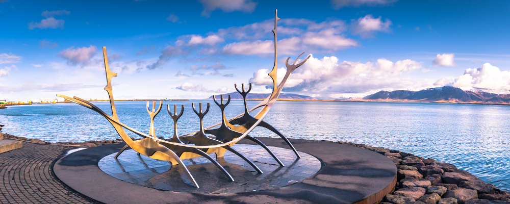 The Sun Voyager statue in Reykjavik, Iceland