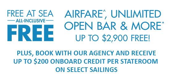 Free at sea all-inclusive. Free airfare, unlimited open bar & more. Up to $2,900 Free!